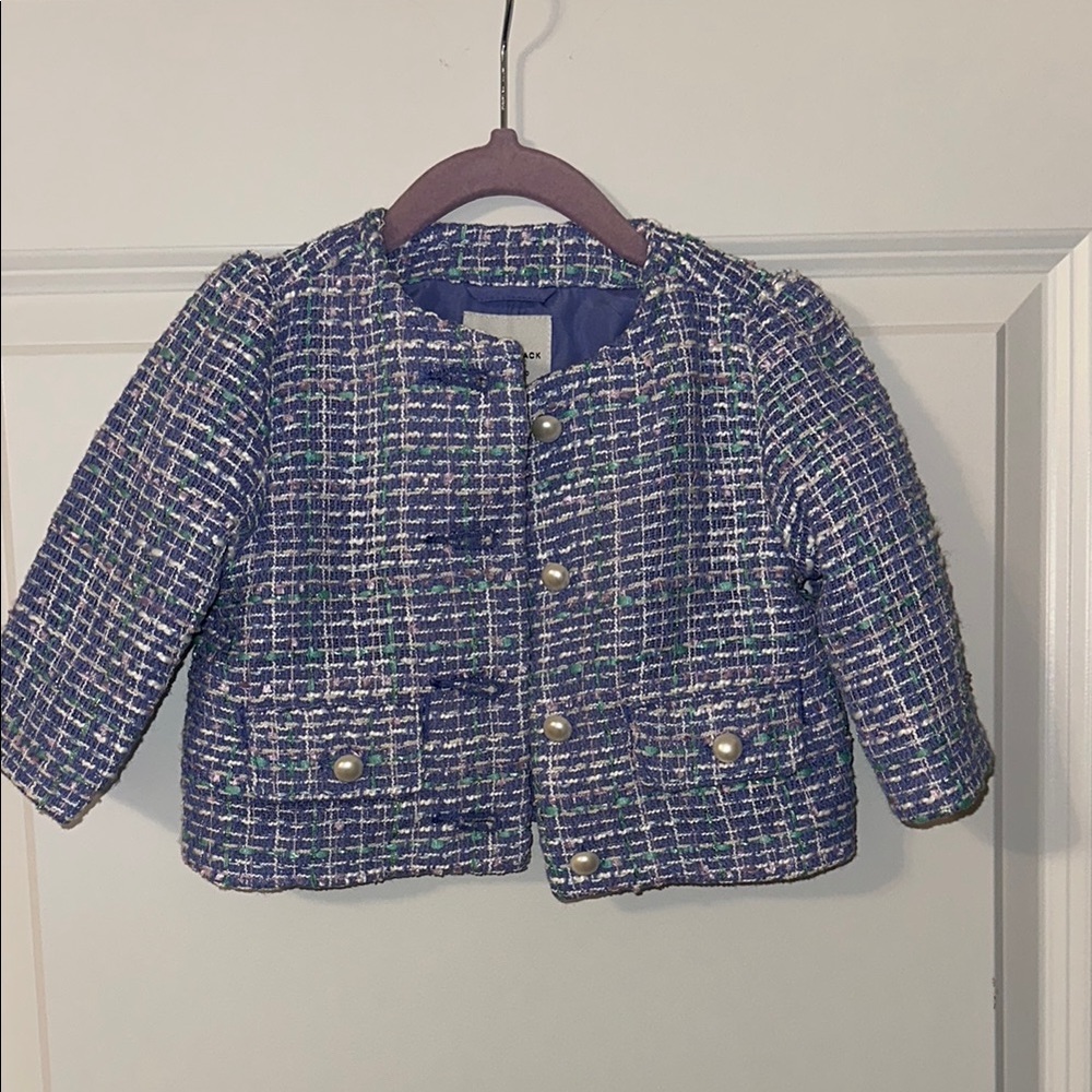 Janie and Jack Blue and White Tweed Blazer